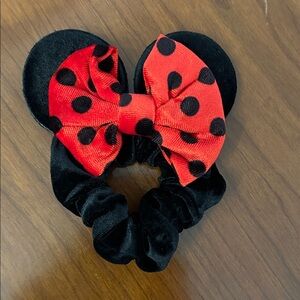 Red Polka Dot Bow Minnie Ear Scrunchie